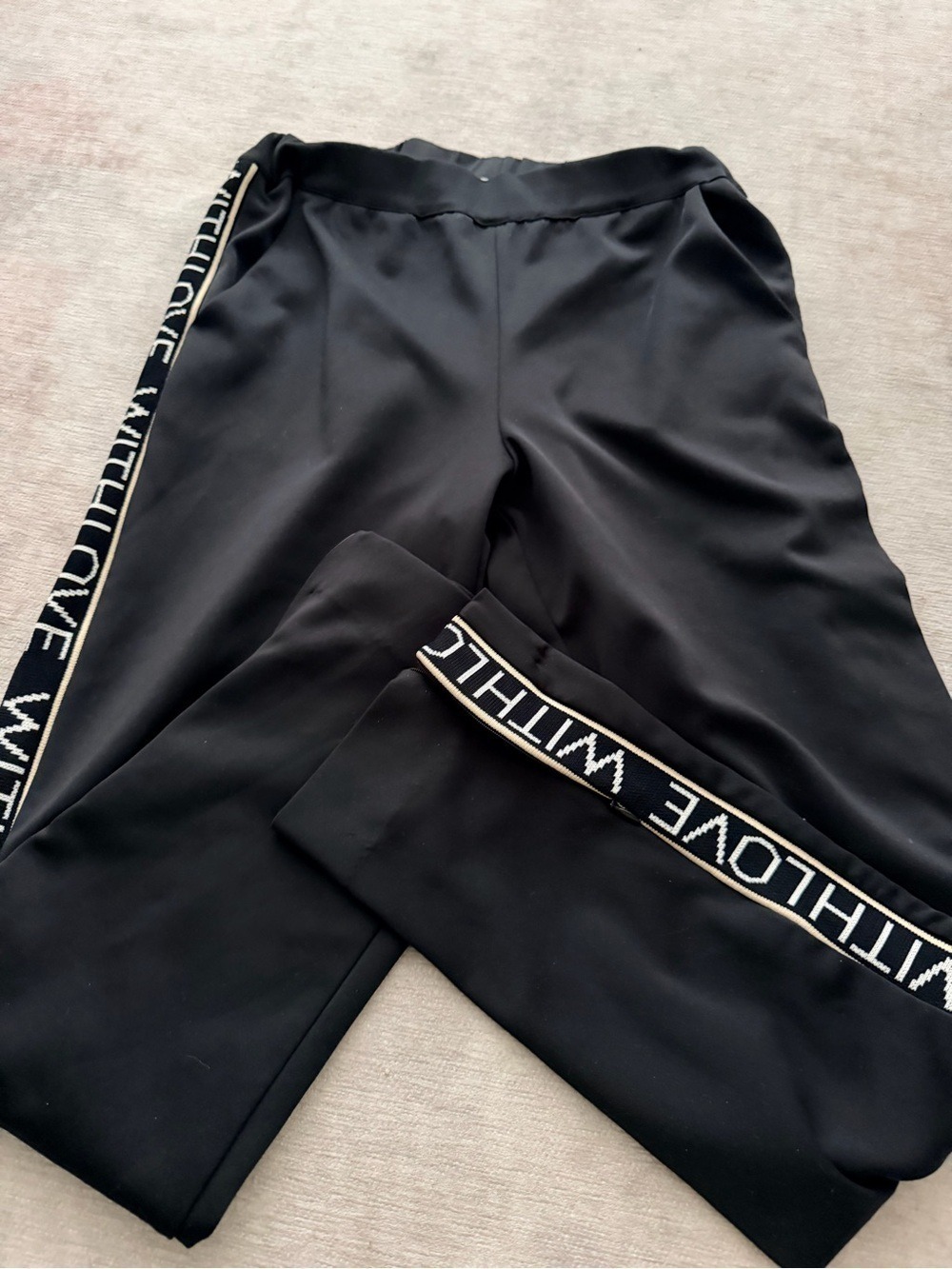 Maje Black Elastic Waist Wide Leg Pants Size Medium - Picture 2 of 4